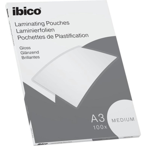 Ibico basics a3 lamineerhoezen, glanzend - 100micron - 100 stuks - glashelder