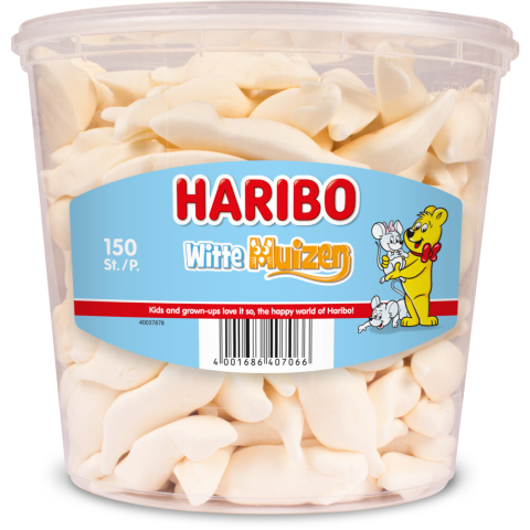 Haribo witte muizen - snoep - 150 stuks silo