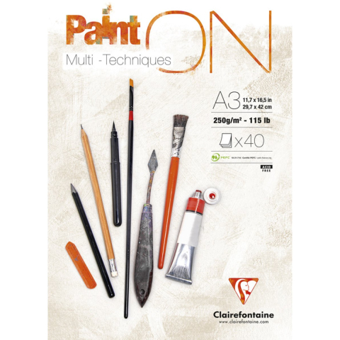 Clairefontaine Paint on multi-techniques blok - a3 - 250g - geschikt voor diverse technieken - 40 vel