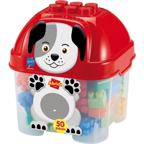Ecoffier Ecoiffier abrick bouwblokken hond in opbergbox - 50dlg.