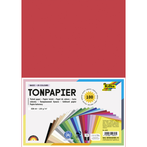 Knutselpapier Folia A4 130 g/m² Kleurenassortiment 100 vellen
