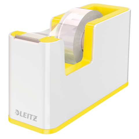 Leitz wow plakbandhouder - inclusief 1 rol plakband - geel/wit