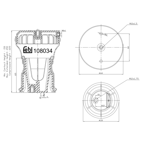 FEBI BILSTEIN Veerbalg, luchtvering IVECO 108034 500312049