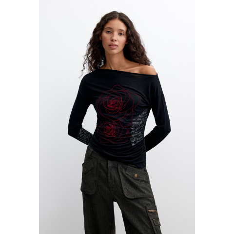 abstracte longsleeve T-shirt - BLACK - S
