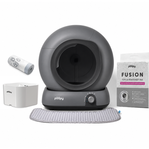 Poopy Nova Pro - Automatische zelfreinigende kattenbak - Space Grey - starterspakket