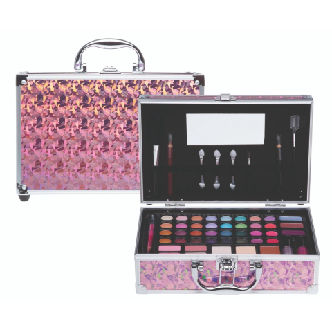 Casuelle make up koffer roze holo
