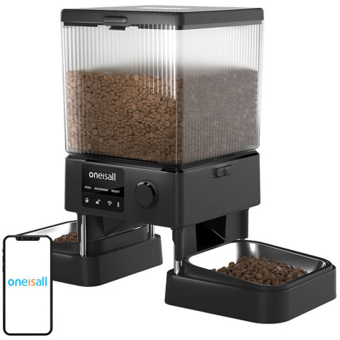 Oneisall Dual Automatic Pet Feeder with Wi-Fi Control