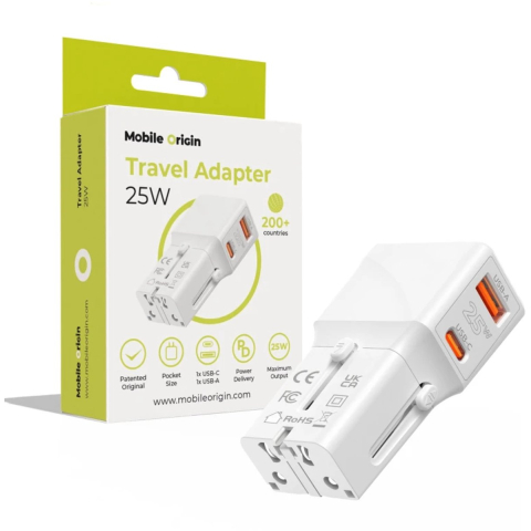 Mobile Origin Travel adapter 25W - EU/US/UK/AU - white