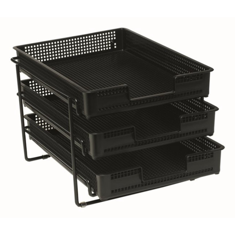 Bantex Orth Reflex Stand With 3 A4 Letter Trays Black