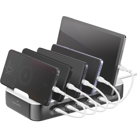 4smarts Charging station Team 100W 1x USB-A port 5x USB-C ports includes 6 cables space grey