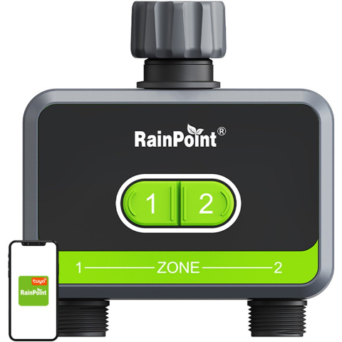 RainPoint 2-Zone Irrigation Controller with App