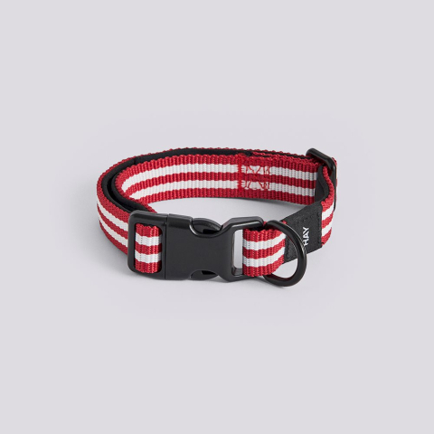 HAY - Flat Dog Collar - S/M – Red/White