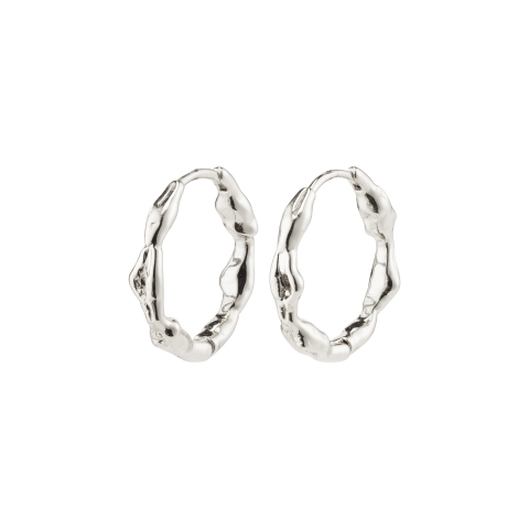 PILGRIM - ZION Organic Shaped Medium Hoops - Silver-Plated