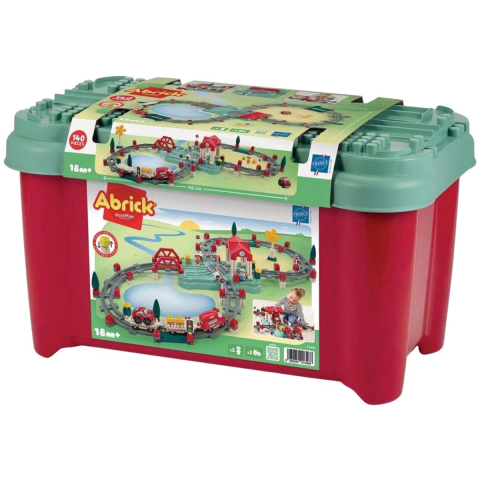 Abrick Ecoiffier Train Track Construction Set - Station and Accessories - 140 pcs.