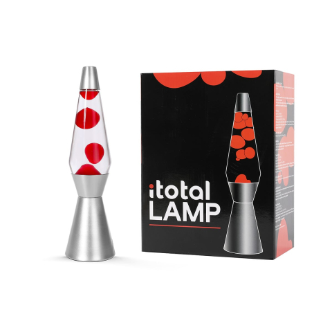 iTotal - Lava Lamp - Silver Base, See-through Liquid and Red Wax - Red - 36 cm (XL1783)