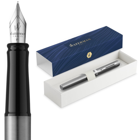 Waterman Impression Stainless Steel P.T. Fountain pen M Blue ink