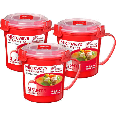 Sistema 656ml Medium Soup Mug 3 Pack