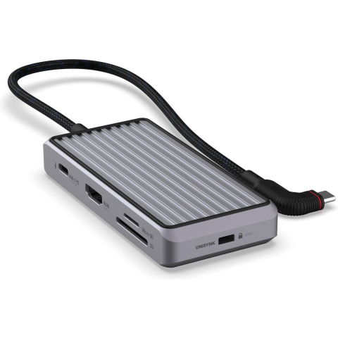 Unisynk 8 Port USB-C Hub V2 4K 60 HZ 100QW - Grey