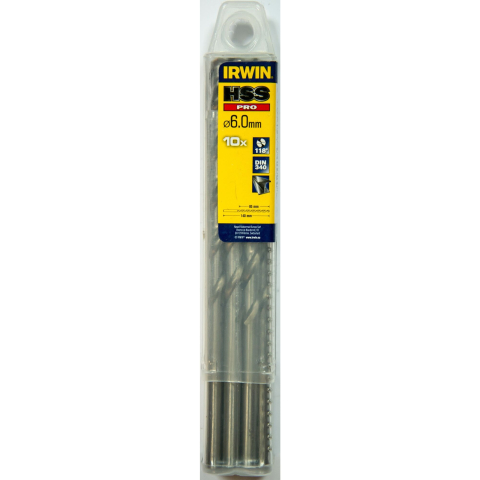 IRWIN HSS PRO Metaalboor (lang) 118° 6.0mm 10PCS