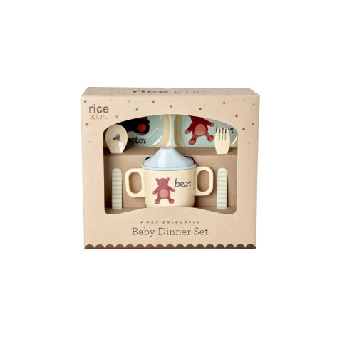 Rice - Melamine Baby Dinner Set - Blue ABC Print - 4 pcs