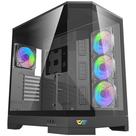 Darkflash DQX90 computer case (black) - Case - Zwart
