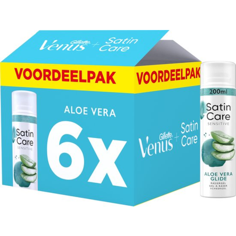 Gillette Satin Care Scheergel Voor Vrouwen Aloe Vera Glide 6 x 200 ml