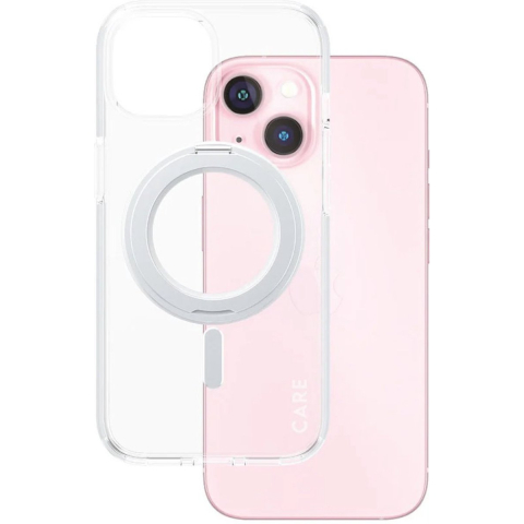 CARE by PanzerGlass Feature Case Transparent w. Silver Kickstand & MagSafe iPhone 15