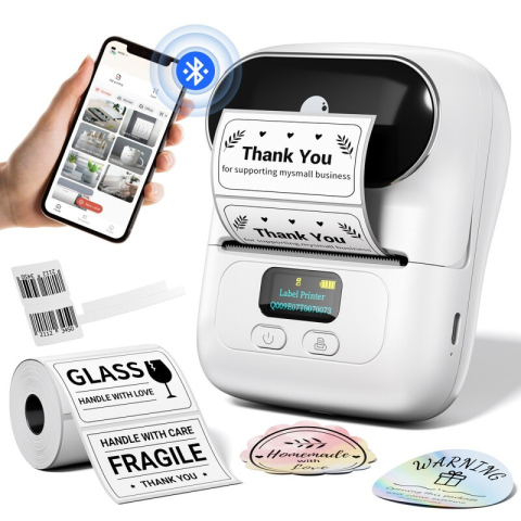 Phomemo M110 Draagbare Printer Labelmaker voor Productlabels en Logostickers - met 1 Stuk Labelrol
