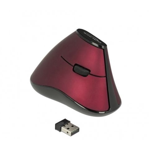 DeLOCK - vertical mouse - 2.4 GHz - black / red - Vertical mouse - Optisch - 5 knoppen - Zwart