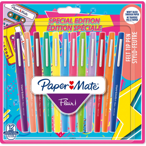 Paper Mate Flair felt tip pen M Retro colours 12-Blister