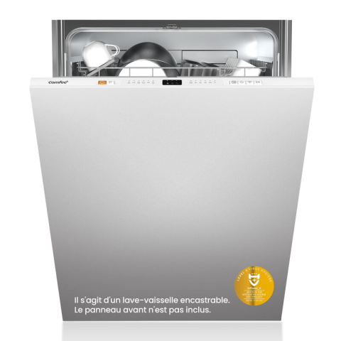 Comfee' CDWPB1215PB-EU Volledig geïntegreerde vaatwasser, 12 couverts, 8 programma's met extra droog, halve belading, IoT-app-bediening, startuitstel 3-12 h, 70 °C hygiënewas, 30 min snelwas – Wit [Energieklasse E]