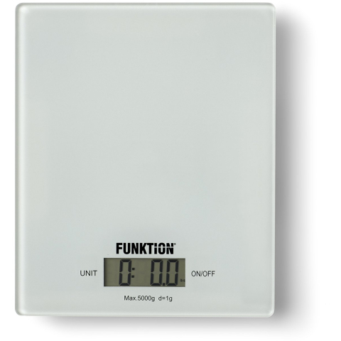 Funktion Keukenweegschalen Kitchen scale glass white 5kg/1g.