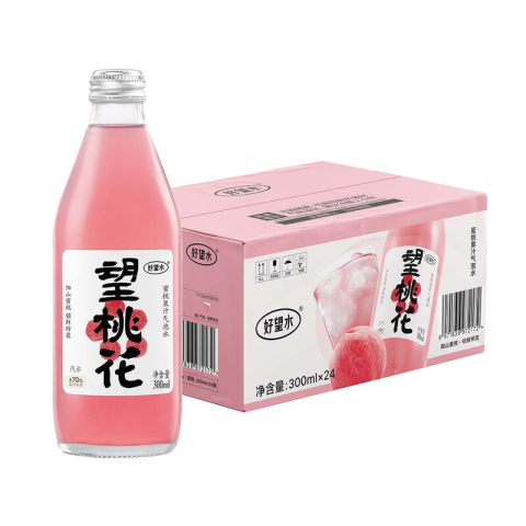Hao Wang Shui koolzuurhoudend water met perziksap en bloesem 24 x 300 ml