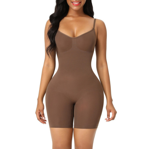 Feelingirl Tummy Control bodyuit - billenlift shapewear - 3XL/4XL - bruin