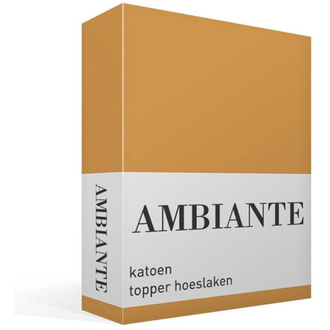 Ambiante cotton uni topper hoeslaken - eenpersoons - ochre