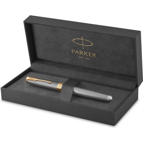 Parker Sonnet Chiselled Zilver G.T Fountain pen F