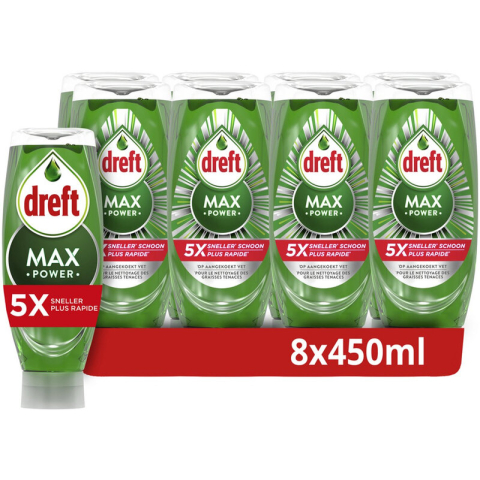 Dreft MaxPower Vloeibaar Afwasmiddel - 8 x 450 ml