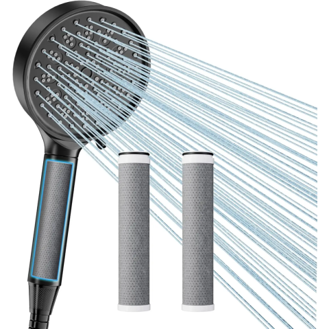 Cobbe Amerikaanse 6-voudige filter handdouche set, 2-delig, zwart, 3 koolstoffilters, 28*16.5*5.8, 1