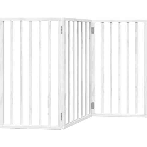 VidaXL Hondenhek opvouwbaar 3 panelen wit 150 cm populierenhout