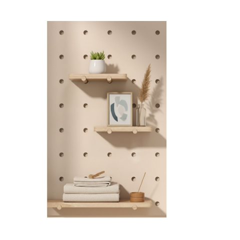 JORDAN&JUDY massief houten gatenbord organizer, 40 cm × 60 cm, crèmekleur