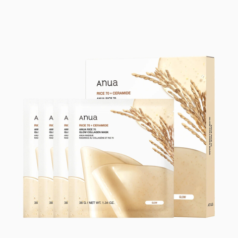 ANUA verhelderend collageenmasker met 70% rijst 38 g (1 stuk) × 4 sets