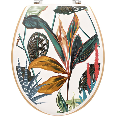 5five Houten Toiletzitting - Tropische Bladeren, 42,5 x 36 cm