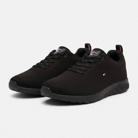 Tommy Hilfiger Corporate Knit Rib Runner herensneakers zwart 44