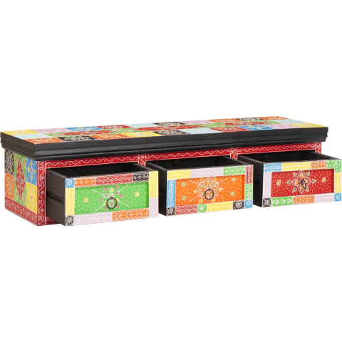 VidaXL Tv-kast met lade multikleur 100 x 30 x 24 cm massief mangohout