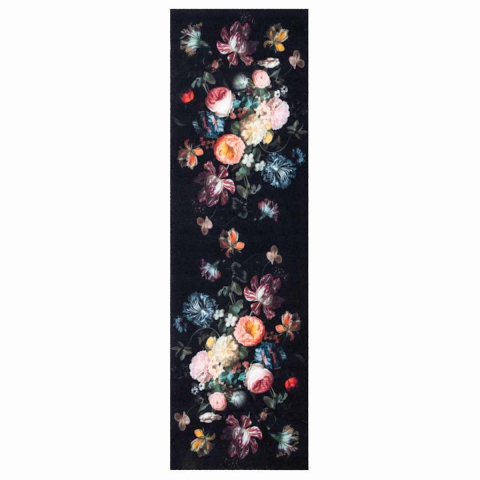 VidaXL Keuken vloerkleed zwart 150 x 45 cm fluweel