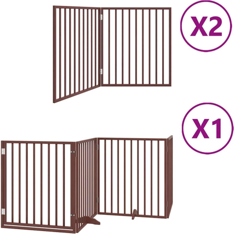 VidaXL Hondenhek inklapbaar 8 panelen 640 cm populierenhout bruin