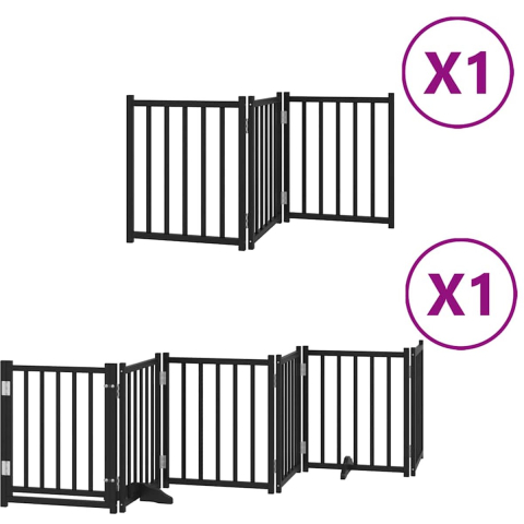 VidaXL Hondenhek inklapbaar 9 panelen 450 cm populierenhout zwart