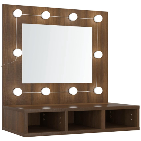 VidaXL Spiegelkast met led-verlichting 60x31,5x62 cm bruin eikenkleur
