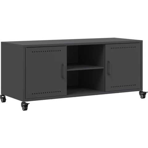 VidaXL Tv-meubel 100,5x39x43,5 cm staal zwart