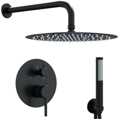 VidaXL Verborgen douche systeem (rond) zwart rvs 201